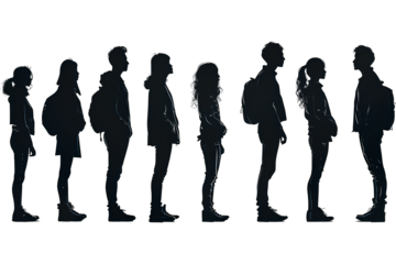 silhouette group of people isolated on transparent background - design element PNG cutout collection
