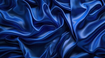 Obraz premium Vibrant blue silk fabric with ripples, demonstrating the fabric's smooth texture and dynamic sheen.