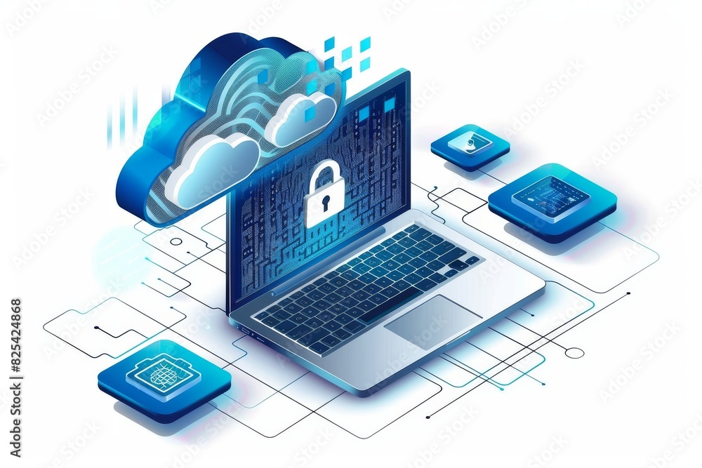 Poster comprehensive cloud solutions for businesses with advanced data security features ensuring robust cy