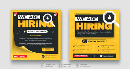 We are hiring job vacancy social media post banner design template. we are hiring background, job vacancy concept