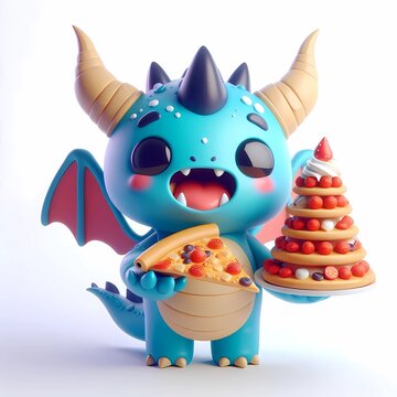 3d baby monste dragon characters are packaged and cute,Generative AI