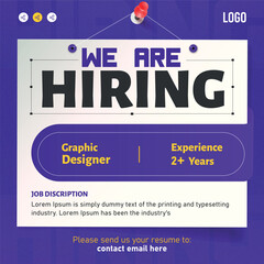 We are hiring job vacancy social media post banner design template. we are hiring background, job vacancy concept