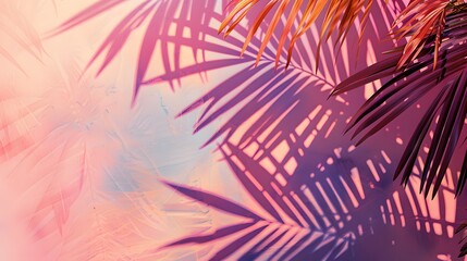 Colorful Palm Leaf Shadows on Wall
