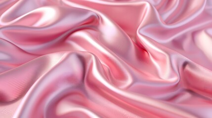 Obraz premium Luxurious pink satin fabric with soft folds and a silky, shimmering texture creating an elegant and smooth appearance.