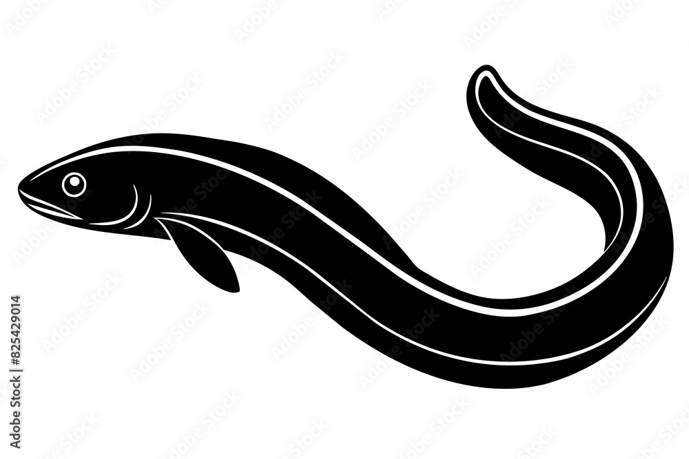 Wall mural eel fish vector silhouette illustration - Wall murals