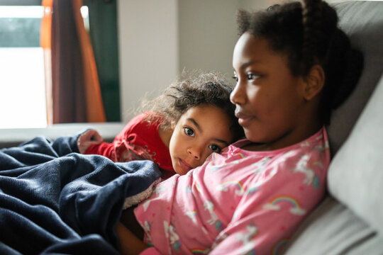 black sisters in the morning at home