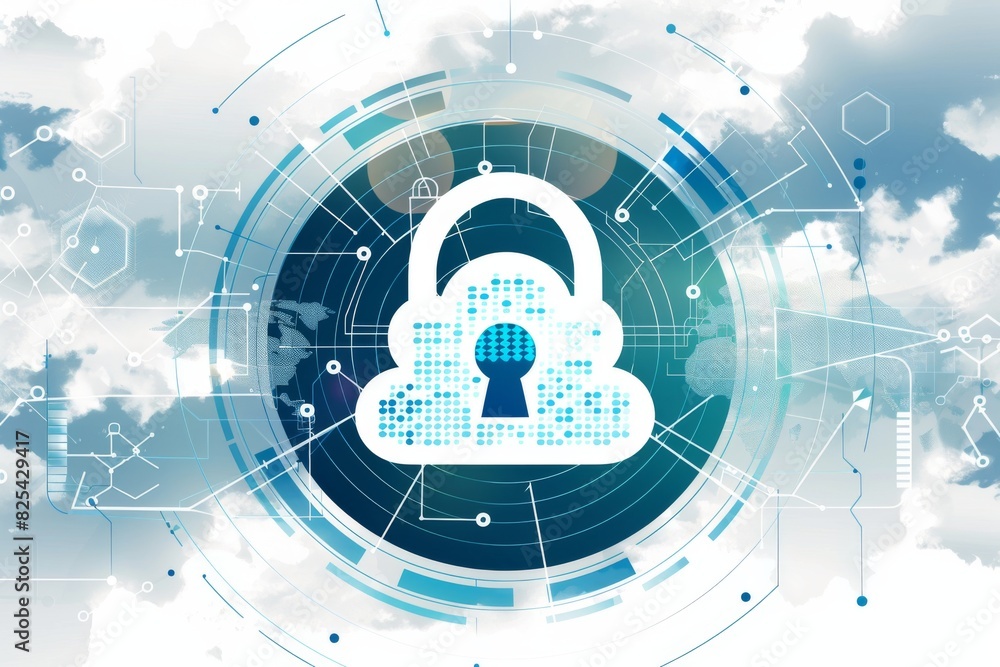 Aufkleber high tech cloud infrastructure providing robust data protection, privacy, and secure access with adv
