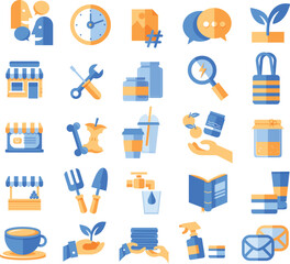 Modern Blue and Yellow Web Icon Set