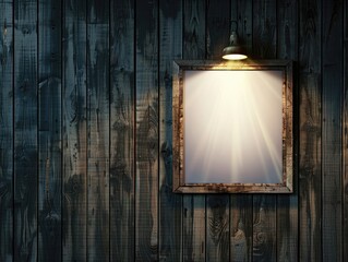 A poster mockup on a dark wooden background, with a spotlight effect, highlighting the central design, suitable for event announcements or artwork display.