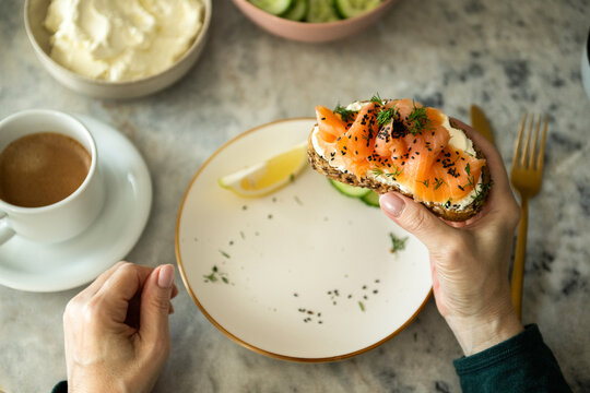 Smoked salmon breakfast toast