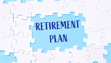 A puzzle with the word retirement plan written in blue