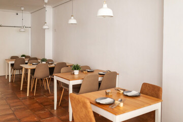 tables in an empty restaurant