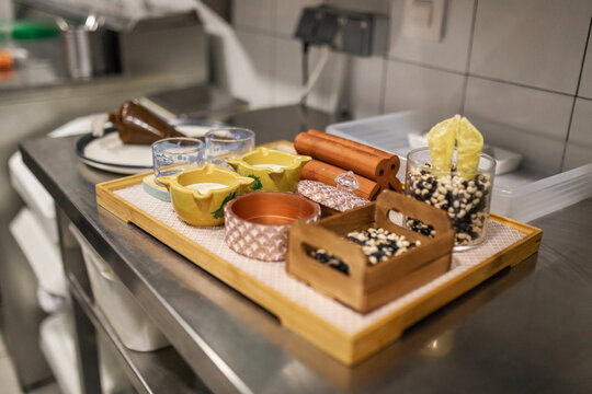 exquisite food prepared by a chef in a restaurant kitchen