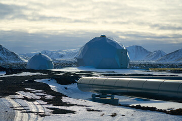 Carbon capture & storage - carbfix dome and pipe