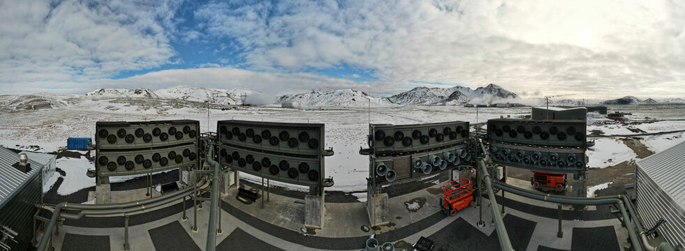 Carbon capture and storage machines - aerial panorama
