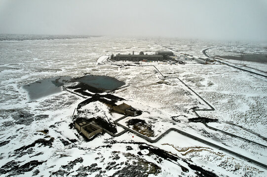 Carbon negative emissions capture plant - aerial shot