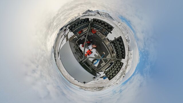 Carbon capture technology - 360 tiny planet panorama