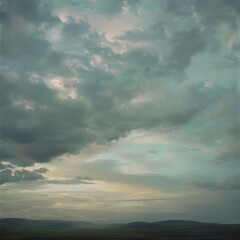 Photograph of an atmospheric perspective with dark grey clouds 