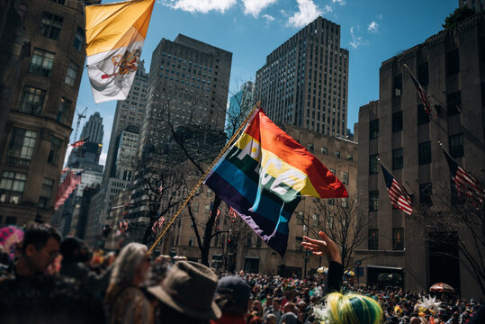 Pride Flag Waving at the parade