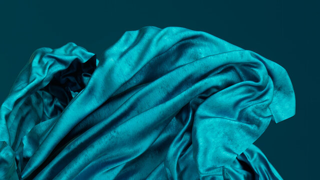 Flowing 3D turquoise colored leather fabric abstract