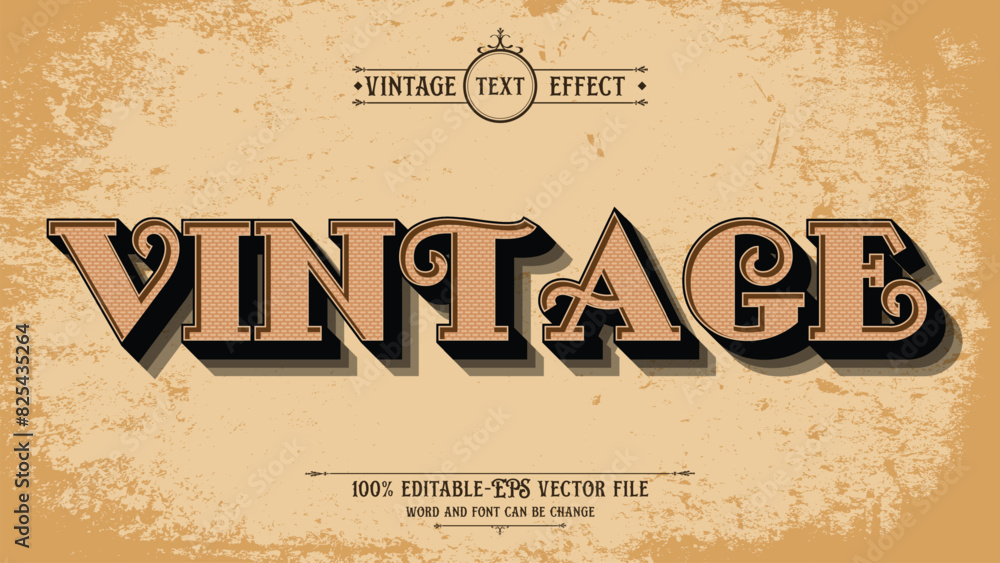 Poster authentic style vintage editable 3d vector text effect