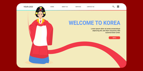 Hero page (landing page) for travelling agency. Visit the country page. Korea