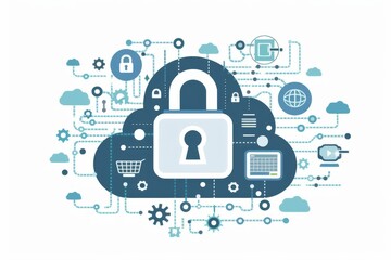 Obraz premium Cutting edge cloud technology providing secure data storage, privacy, and advanced cybersecurity measures for businesses