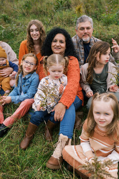 happy big family together