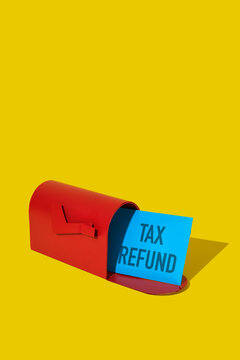 tax refund letter in a red mailbox