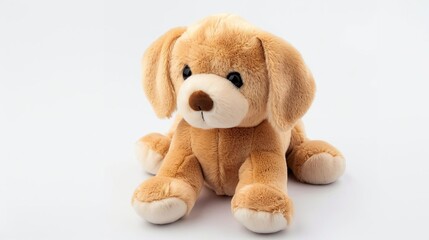 adorable stuffed animal puppy dog isolated on white background cute soft toy for children studio photography
