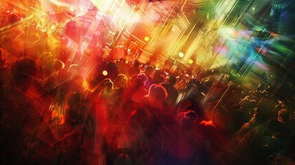 Abstract composition inspired by a crowded party.