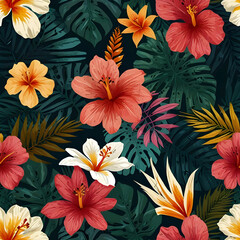 Simple minimalistic summer tropical floral seamless