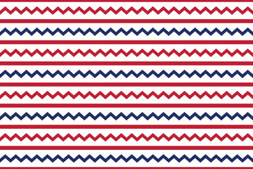 Seamless vector isolated pattern abstract red blue zig zag parallel lines Perfect print children's fabrics Bed linen Wrapping paper Typography design Tablecloths Scrapbooking Cardmaking Baby USA color