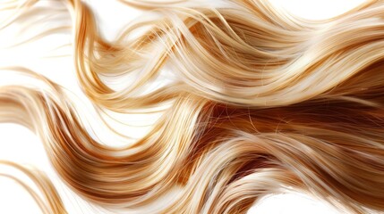 closeup of luxurious blonde hair lock with smooth wavy texture natural highlights isolated on white hair care concept digital illustration