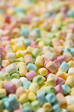Colorful mini marshmallow close-up