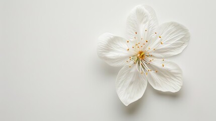 Fototapeta premium delicate white flower blossom isolated on a pure white background a minimalist floral portrait