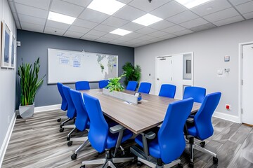 Modern meeting room interior with office chairs and large table  interior conference room Business meeting Office building business meeting concept