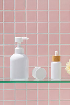 Concept of bath accessories, different bath supplies