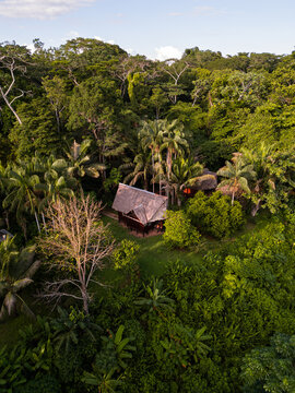 Aerial View of Eco Lodge in amazon Jungle