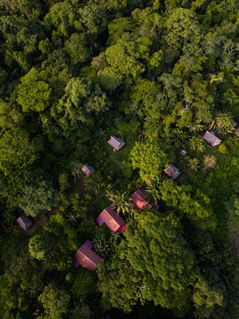 Aerial View of Eco Lodge in amazon Jungle