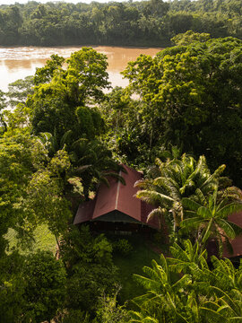 Aerial View of Eco Lodge in amazon Jungle