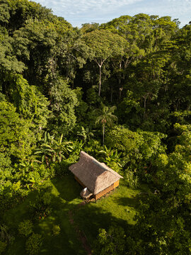 Aerial View of Eco Lodge in amazon Jungle