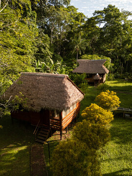 Aerial View of Eco Lodge in amazon Jungle