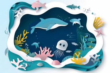 Obraz premium World Ocean Day poster with text 