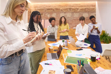 Dynamic Brainstorming Session in Modern Office