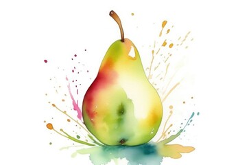 Fresh Pear watercolor illustration.