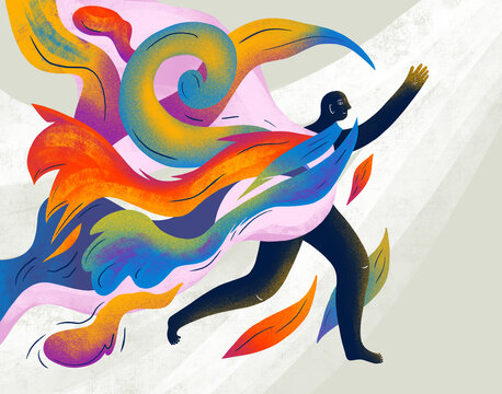 Colorful Abstract Concept Illustration of freedom and creativity