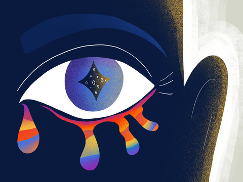 Surreal Artwork of Colorful Eye With Abstract Elements