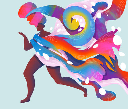 Colorful Abstract Art of a Woman Dancing
