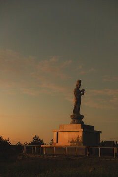Japanese Shrine Statue during sunrise